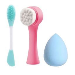 Facejewel Set Of 3 Facial Cleansing Silicone Brush With Facial Massage Brush-42