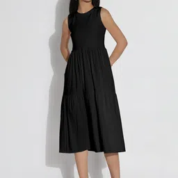 SHOWOFF Women Solid Fit & Flare Midi Dress-image-85