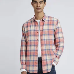 Pepe Jeans Men Spread Collar Checked Linen Blend Casual Shirt-picture-45