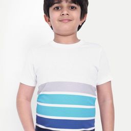 ONE SKY Boys Striped Round Neck Cotton T-shirt-image-58
