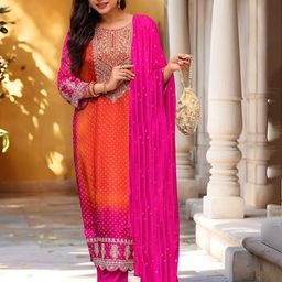 Moda Rapido Women Ethnic Motifs Embroidered Regular Kurta with Trousers & Dupatta-picture-12