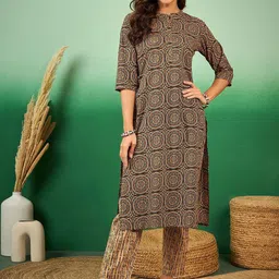 InWeave Women Ethnic Motifs Printed Kurta with Trousers-image-31