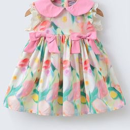 Mark & Mia Girls Floral Printed Peter Pan Collar Peplum Dress-image-71