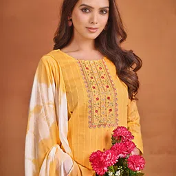 Sangria Embroidered Kurta & Trousers With Dupatta Set-image-38