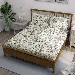 SWAYAM Green & White Printed King Bedsheet Bedsheet Sets - 2.74 m x 2.74 m-59