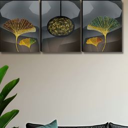 Myntra Elegant Homes Grey & Gold-Toned 3 Pieces Floral & Botanical Wall Art-image-93