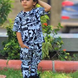 purple sky Kids Printed T-shirt with Trousers-image-12