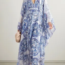 Routes by All About You Women Ethnic Motifs Printed V-Neck Kimono Sleeve Kaftan Maxi Dress-23