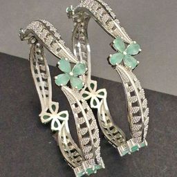 Zevarly Pack Of 2 Gold-Plated AD-Studded Bangles-image-5