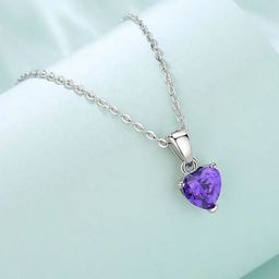 Estailo fashion Women Silver-Plated Cubic Zirconia-Studded Heart Shaped Pendant With Chain-image-76