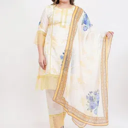 dhartii Women Floral Printed Regular Thread Work Pure Cotton Kurta with Trousers & With Dupatta-image-64
