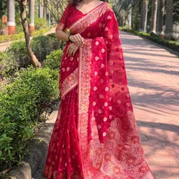 all about you Woven Design Silk Blend Banarasi Saree-image-33