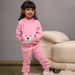 Budding Bees Girls Rabbit Embroidered Hooded Cotton Fleece Sweatshirt With Joggers-image-49