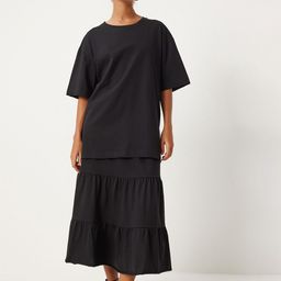 Happiness istanbul Siyah Round Neck Pure Cotton Top & Skirt-image-98