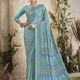 Mitera Floral Poly Crepe Saree-image-54