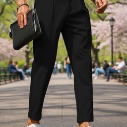 BROADSTAR Men Classic Slim Fit Pleated Trousers-picture-42