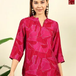 THE FAB FACTORY Women Pack of 2 Printed Mandarin Collar Top-picture-6