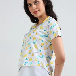 ECOLINE Clothing Women's Recycled Polyester Lycra Lemon Printed Asymmetrical Top image 4