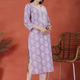 Sangria Women Embroidered Round Neck Straight Kurta-picture-12