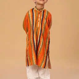 The Mini Trunk Boys Striped Mandarin Collar Straight Kurta With Trouser-35