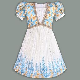 Wish Karo Girls Floral Printed Satin Fit & Flare Dress-image-67