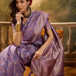 SHADOW & SAINING Floral Woven Design Zari Banarasi Jacquard Saree-picture-49