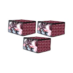 Stylista Set of 3 Red & White Waterproof Zippered Storage Bag Organizer-7