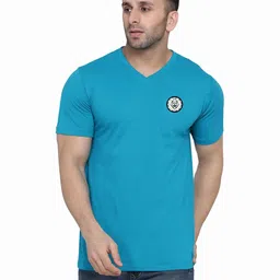 Blisstone Men Solid V-Neck Slim Fit Cotton T-shirt-image-77
