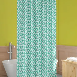 ArtzFolio Sea Green & White Geometric Printed Waterproof Shower Curtains-image-59