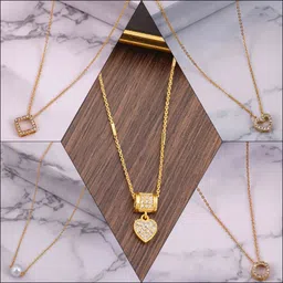 Boghra Sales Women Set Of 4 Gold Plated Alloy American Diamond Necklace-image-3