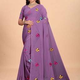 Sadika Embellished Patchwork Poly Georgette Saree-image-92