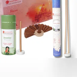 GaneshaSpeaks 90-Pcs Brown Rose Dhoop Cones & Jasmine Dhoop Stick, Incense Stick-image-69