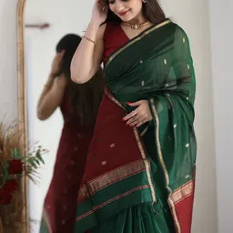 CANIZZARO Woven Design Zari Silk Blend Handloom Banarasi Saree-picture-5