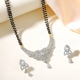 Estele Rhodium-Plated Crystals Mangalsutra-43