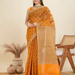 SHANVIKA Ethnic Motifs Pure Cotton Printed Saree-image-49