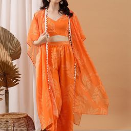 indo street Printed Top & Palazzo With Shrug Co-Ords-picture-8