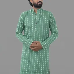 LADSLOOM Men Green Kurtas-image-5
