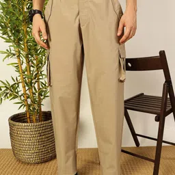 Thomas Scott Men Smart Loose Fit Easy Wash Cargos Trousers-image-77