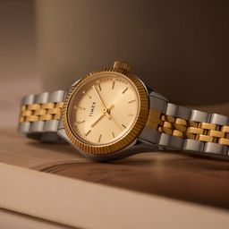Timex Women Brass Embellished Dial & Stainless Steel Bracelet Style Straps Analogue Watch TW2W90900UJ-13
