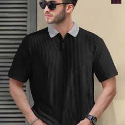 TRIPR Men Pack Of 2 Self Design Polo Collar T-shirt-14