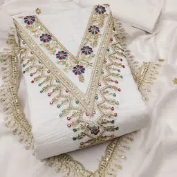 Mitera Embroidered Art Silk Unstitched Dress Material-image-51