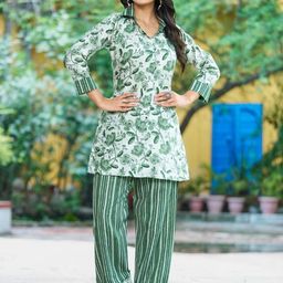 FILIB LONDON Printed Pure Cotton V-Neck Tunic With Trousers Co-Ords-picture-17