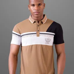 FROSEN FOX Men Striped Polo Collar Slim Fit T-shirt-picture-4