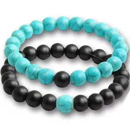 Divine souvenirs Unisex Set Of 2 Artificial Beaded Elasticated Bracelet-1