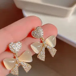 SZN Artificial Stones Studded Contemporary Shaped Korean Drop Earrings-49