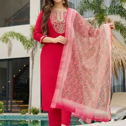 Brand Hill Women Ethnic Motifs Embroidered Regular Sequinned Kurta & Trousers With Dupatta-picture-46
