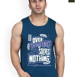 SLOWLORIS Men Pack Of 2 Printed Bio-Wash Combed Cotton Gym Vests-picture-2