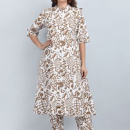 SHIFORY Women Floral Printed Regular Pure Cotton Kurta with Trousers-image-64