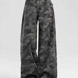 LULU & SKY Women Camouflage Printed Wide Leg Mid-Rise Trousers-picture-8