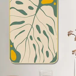Myntra Elegant Homes Off White Minimalist Monstera Leaf Abstract Line Wooden Wall Art-image-83